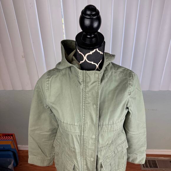 Gap Kids Olive Army Green Hooded Utility Jacket Sz L (10) - Picture 7 of 12